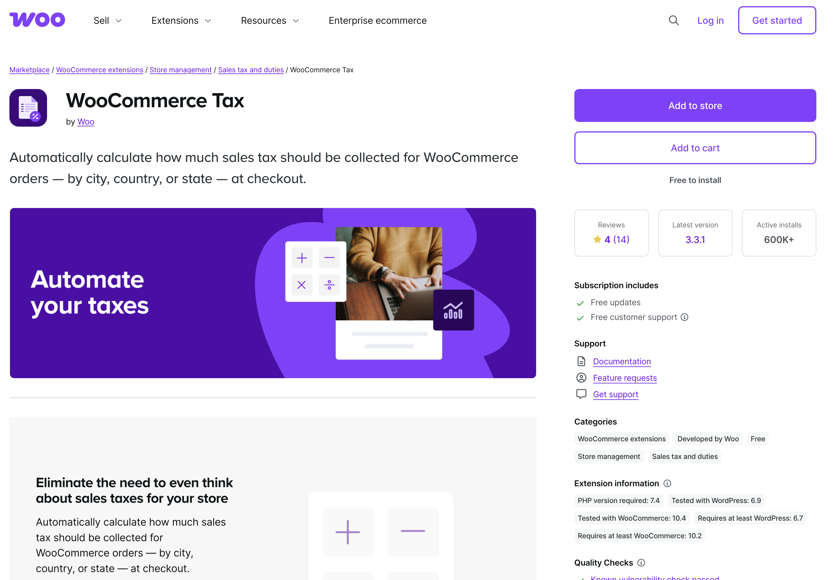 WooCommerce Tax landing page